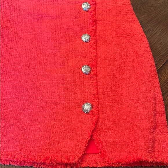 Veronica Beard Vibrant Red/Watermelon Skirt with Silver Buttons - Picture 5 of 7